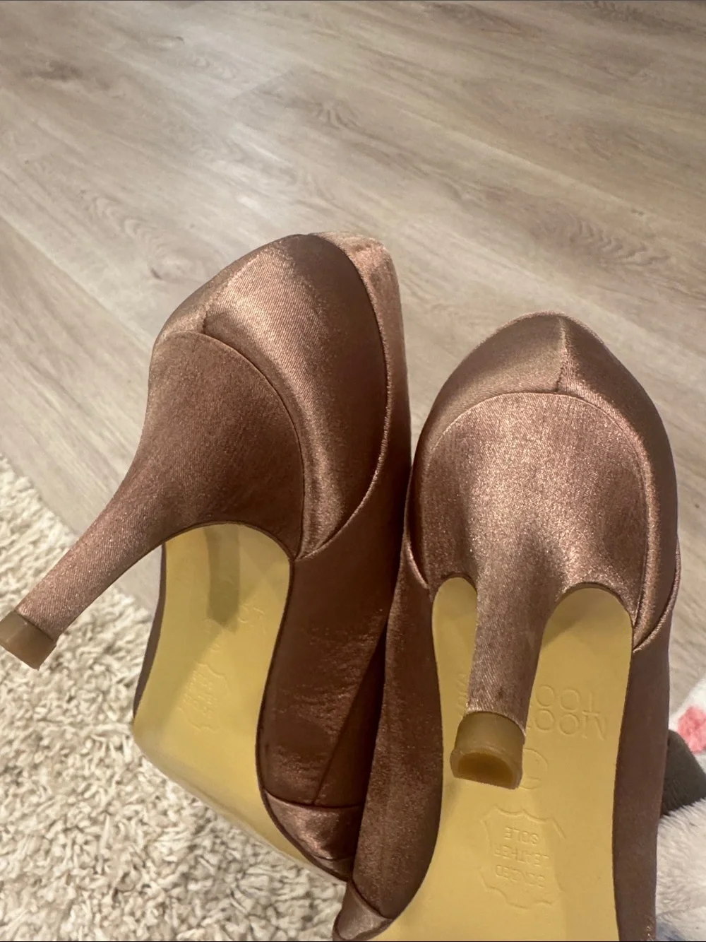 Mootsies Tootsies Brown Peep-Toe Heels with Rosette